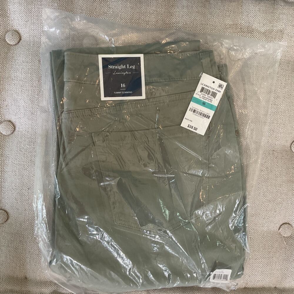 Lexington Denim Straight Leg Olive Green Jeans Womens 16 NWT